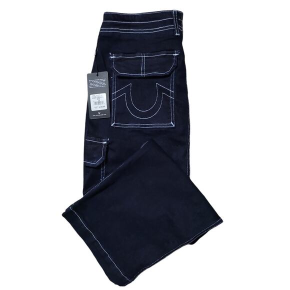 True Religion Women's Denim Slit Cargo Maxi Skirt, Size 28, Body Rinse Dark Blue - Picture 9 of 9